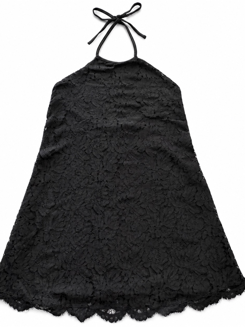 Black Lace Halter Mini Dress Y2K Cocktail Party Wedding Guest NWT M - Picture 2 of 12